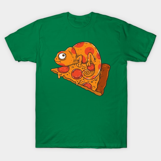 Pizza Chameleon T-Shirt by ppmid